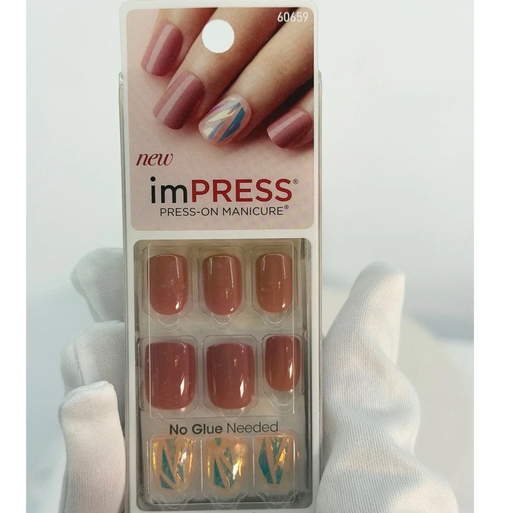 impress Press On Manicure One‎ Shine Day 30 Nails 6 Accents No Glue Needed 93-40